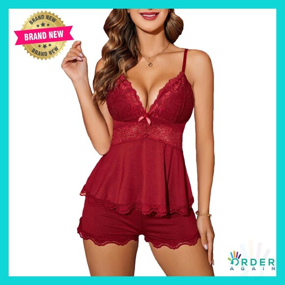 Lace Camisole Set Modal Pajamas Sexy Lounge Wear Adjustable Straps - www.joarbit.com Lace Camisole Set Modal Pajamas Sexy Lounge Wear Adjustable Straps - www.joarbit.com